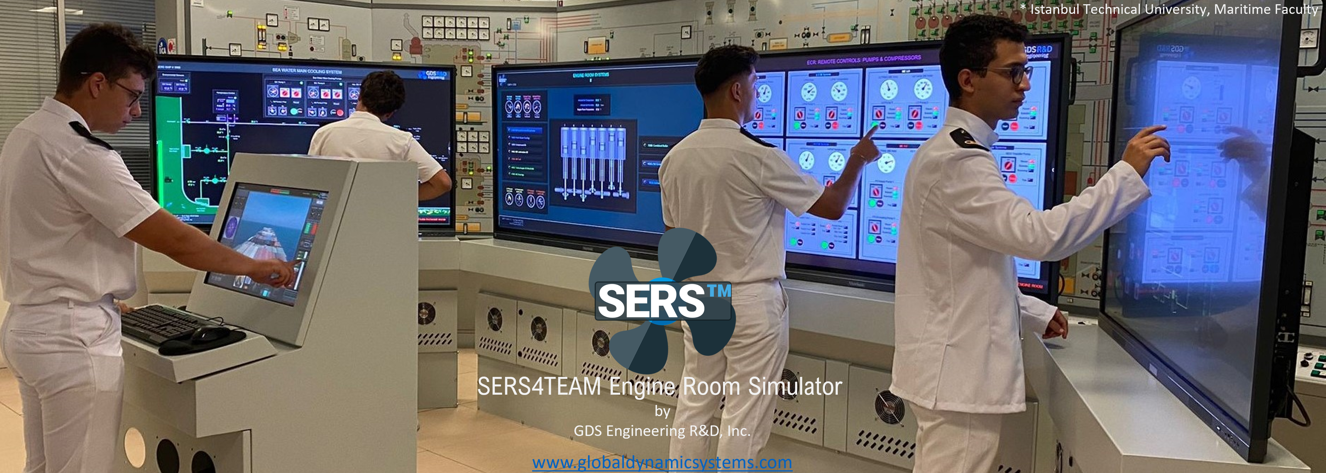 The GDS Ship Engine Room Simulator Team System (SERS™4Team) is a cutting-edge maritime simulation platform designed to enhance collaborative teamwork in the maritime industry.  Specifically developed to meet the IMO STCW 2010 Standards for Training and Certification of Watchkeeping, including Model Course 2.07 (2017 Ed.), SERS™4Team provides comprehensive marine engineering training through an immersive full mission engine room simulator (ERS) environment.     SERS™4Team focuses on IMO Engine Room Resource Management principles, enabling trainees to develop critical skills in communication, decision-making, and task allocation within a realistic engine room setting. The system covers all aspects of engine room operations, from ship electrical systems to main propulsion, and offers training at both operational and management levels.     Furthermore, SERS™4Team facilitates in-depth assessment and evaluation of trainee performance, allowing instructors to identify strengths and weaknesses. Advanced tools for root-cause analysis and troubleshooting enable trainees to understand and learn from their mistakes, ultimately improving their technical skills and problem-solving abilities.  By incorporating scenarios focused on energy efficiency, SERS™4Team promotes best practices for optimized fuel consumption and reduced environmental impact. This ensures that trainees are not only technically proficient but also environmentally responsible.    Sources and related content